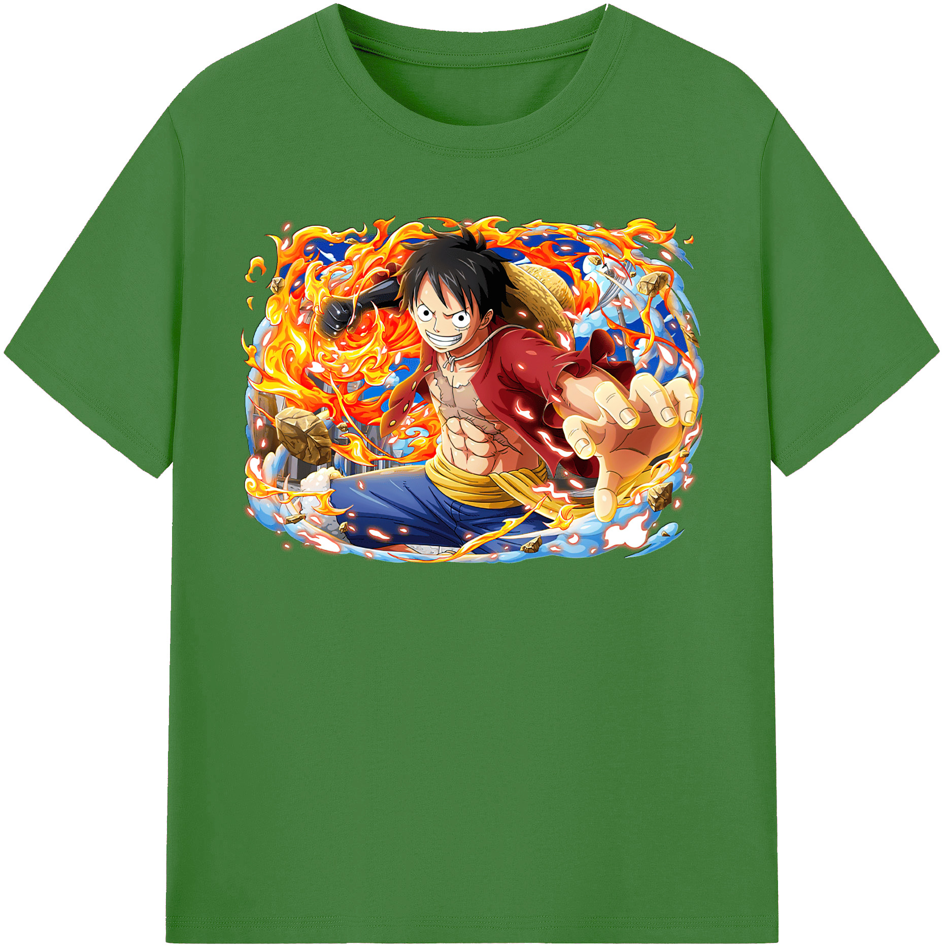 ワンピース モンキー・D・ルフィ ONE PIECE Monkey D. Luffy レディースカジュアルプリントTシャツ（綿100％）